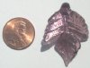 1 35x25mm Amethyst with Silver Foil Lampwork Twisted Leaf Pendant
